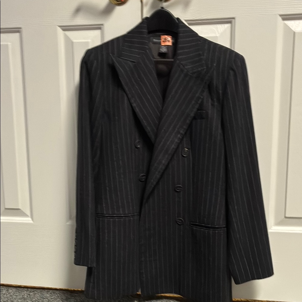 Bananna Republic Grey Double Breasted Pinstripe Blazer